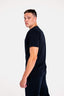 Model wearing MANON t-shirt in Midnight Black color.