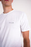 Close up on MILLO logo on MANON t-shirt.