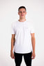 Full body photo of a model wearing MANON t-shirt facing front.
